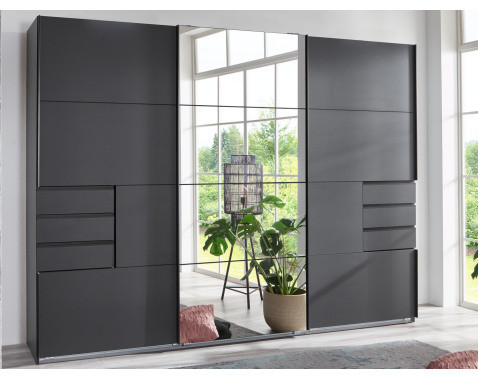 Šatníková skriňa so zrkadlom Saigon 270 cm, grafit%