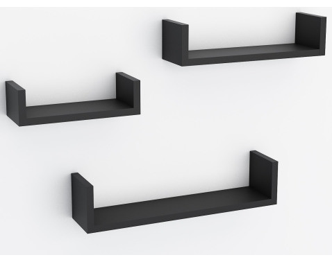 Sada 3 poliček Triple, čierne%