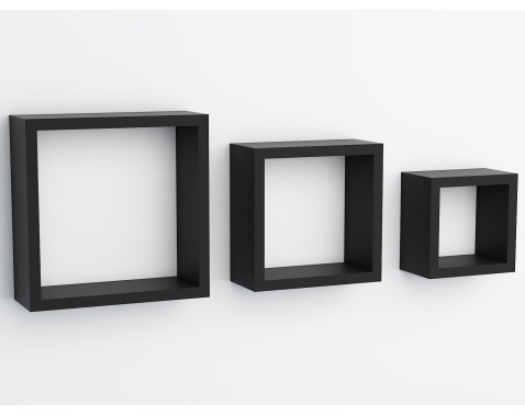 Sada 3 poliček Quadrio, čierne%