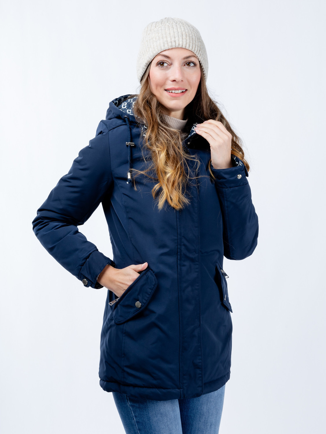 Women's double-sided parka GLANO - navy