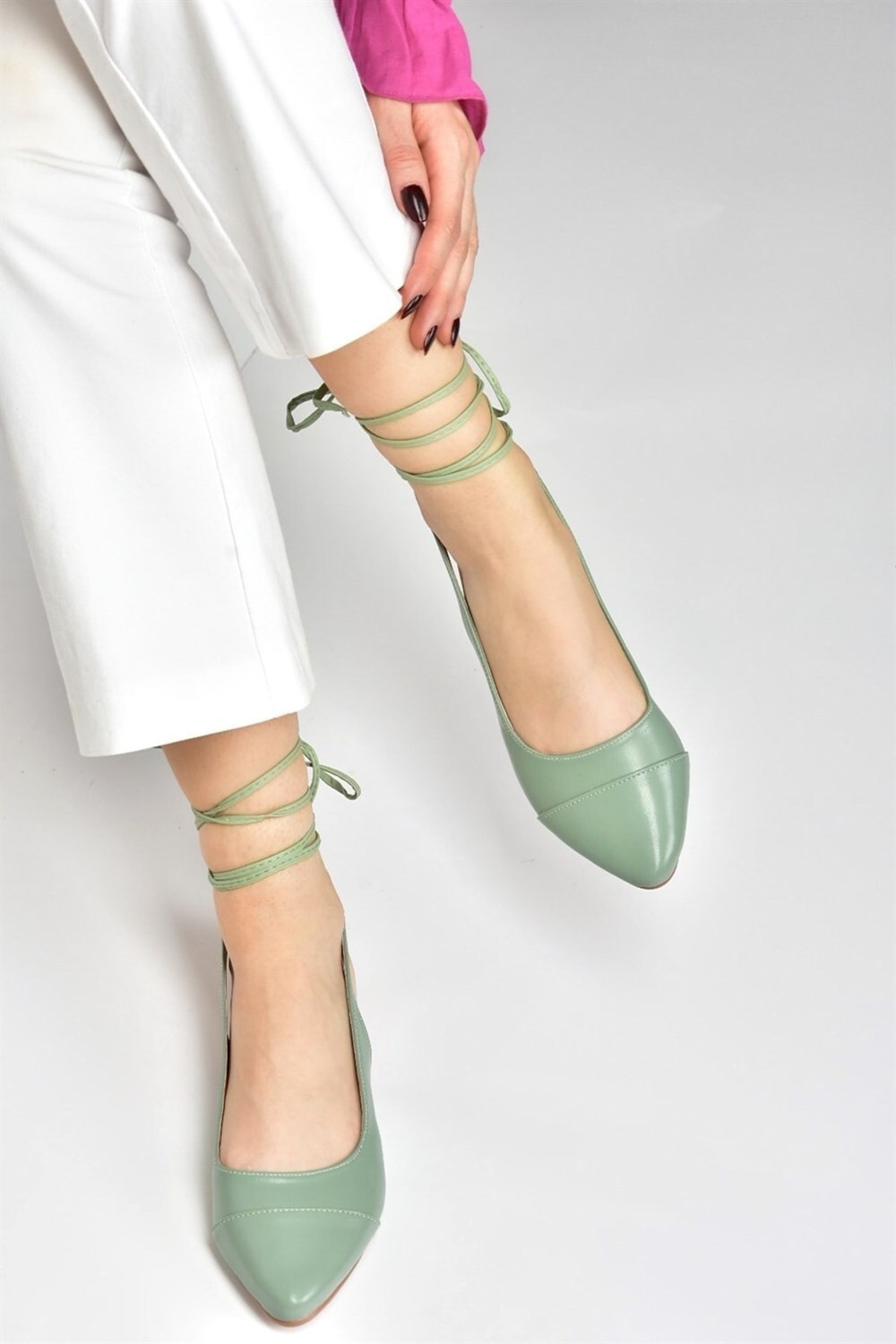 Fox Shoes Green Women's Tied Ankle Flats shoes