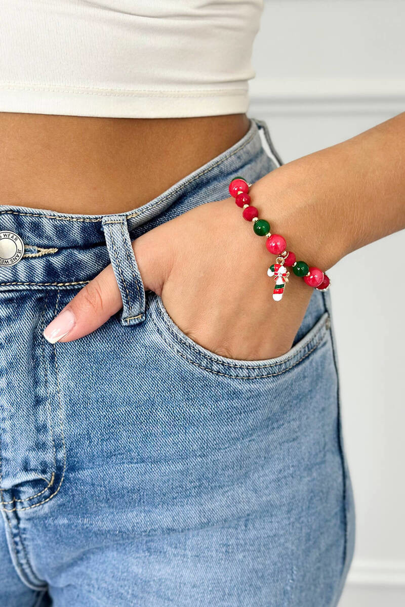 Christmas bracelet Christmas cane green