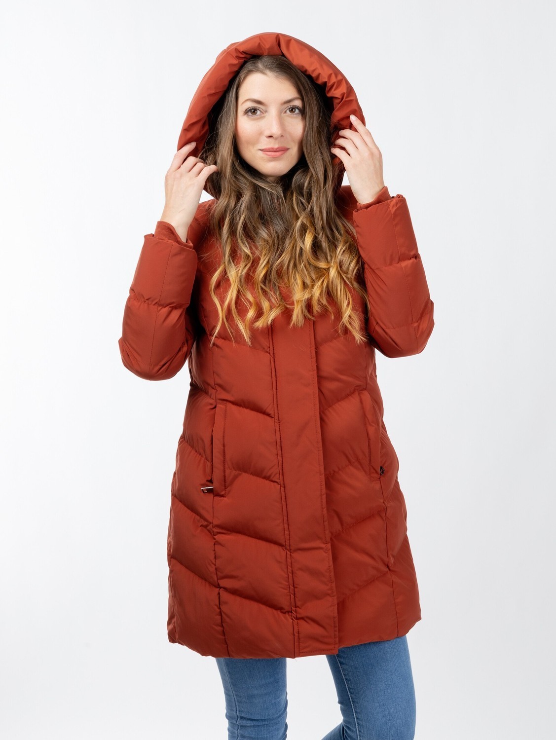 Women's winter quilted jacket GLANO - orange