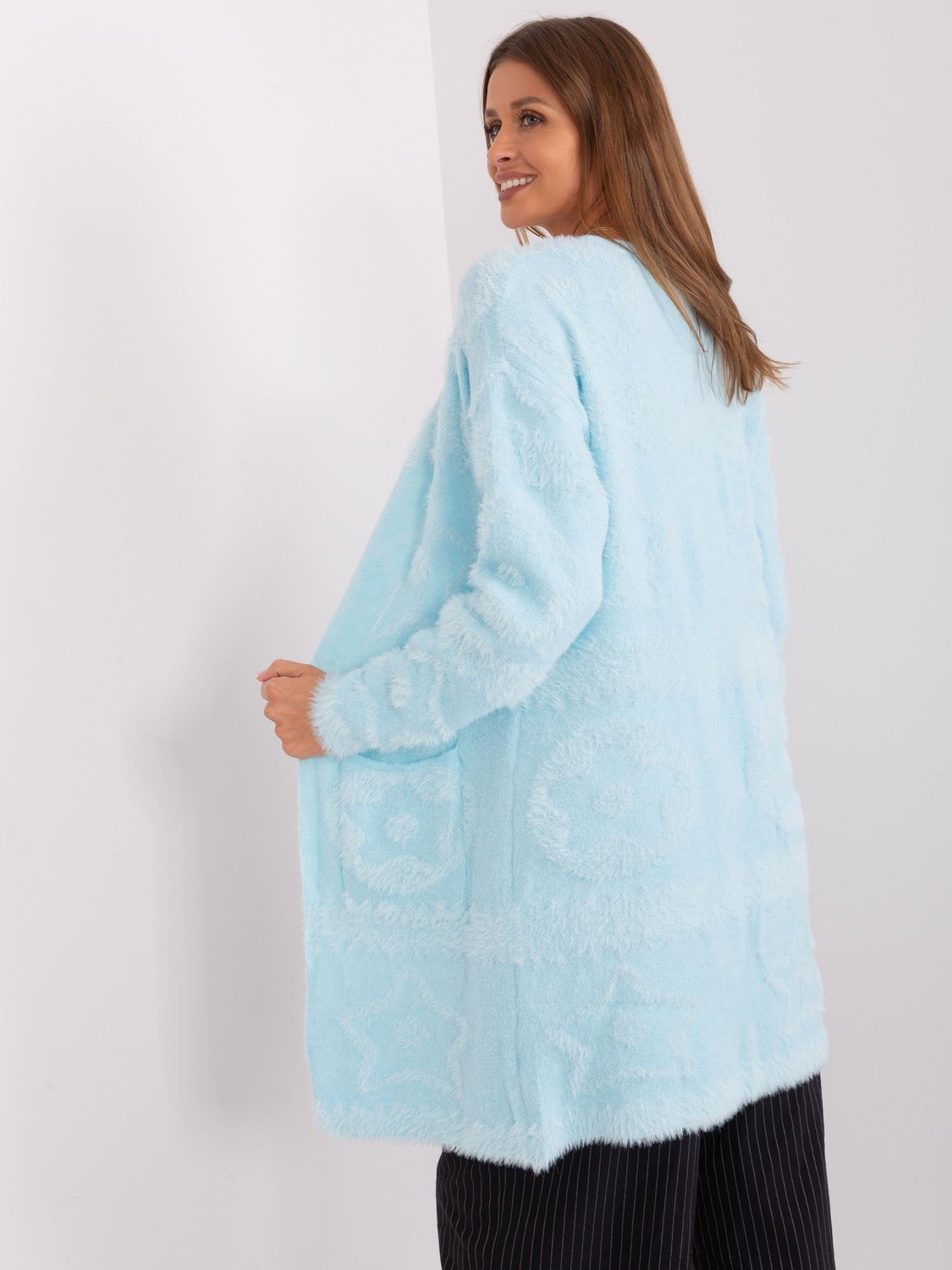 Light blue patterned women's cardigan