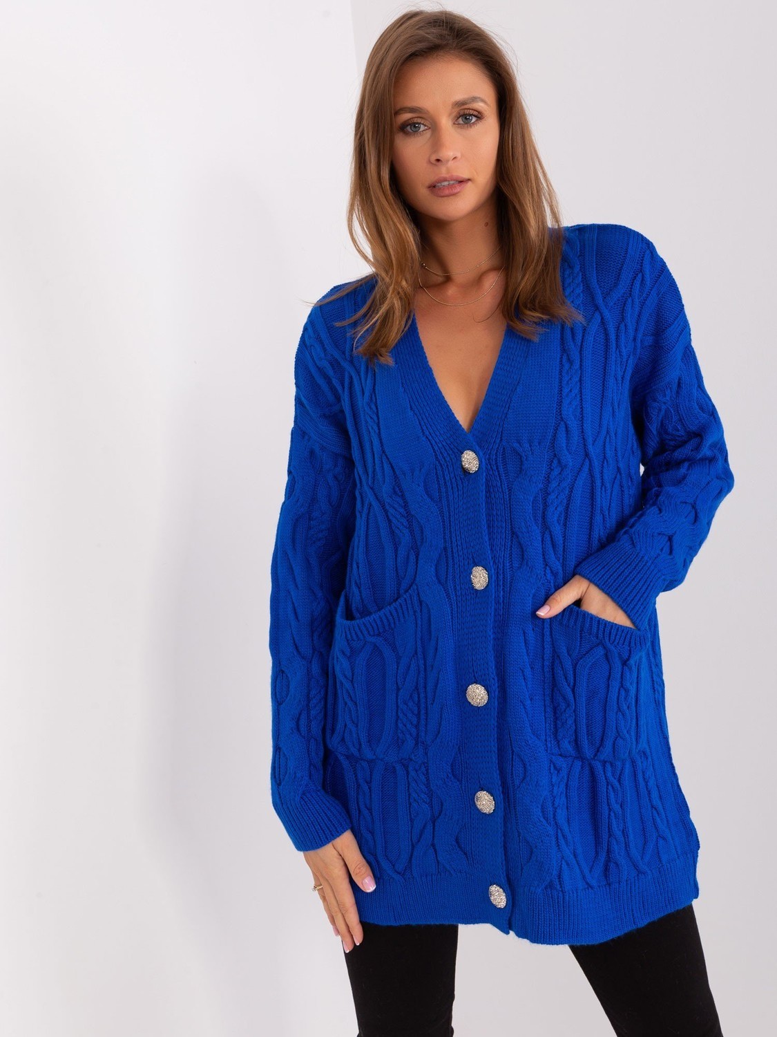Cobalt blue cardigan with pockets