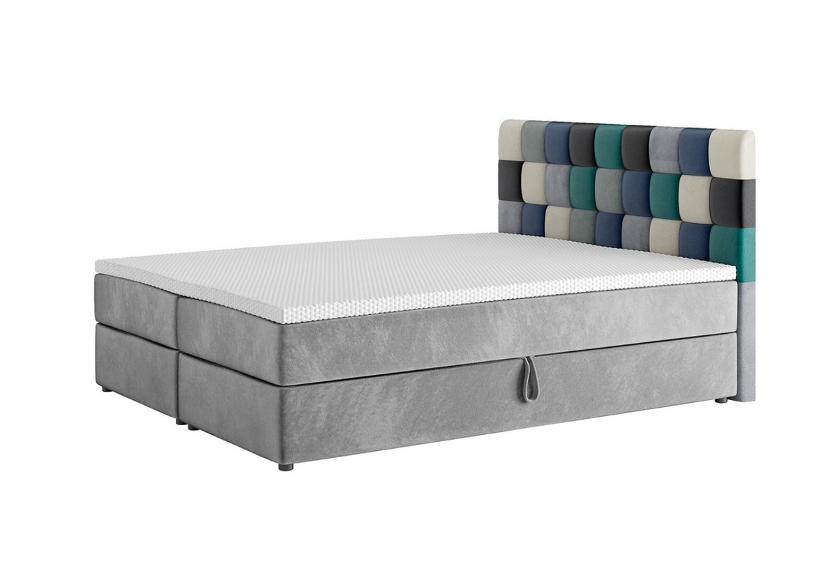 Expedo Čalúnená posteľ boxspring APPLE + topper, 160x200, itaka 14/modrá