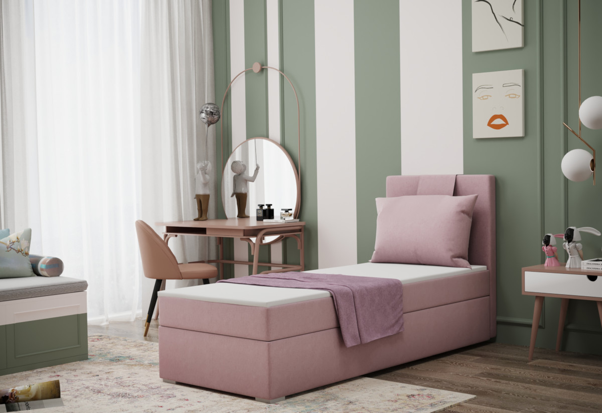Expedo Čalúnená posteľ boxspring MIRANDA + topper, 90x200, soro 61, pravá