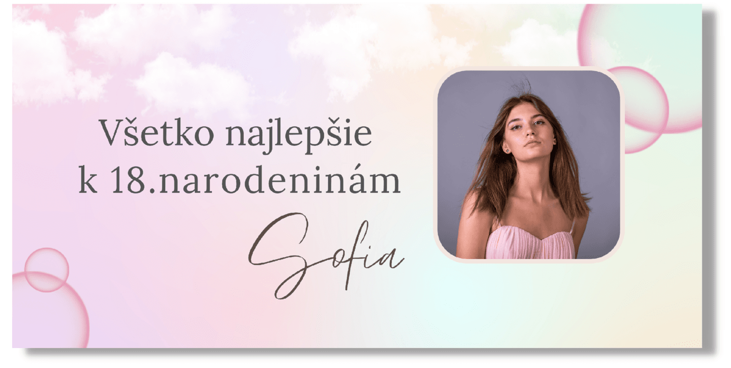 Personal Narodeninový banner s fotkou - Pink Bubble Rozmer banner: 130 x 65 cm