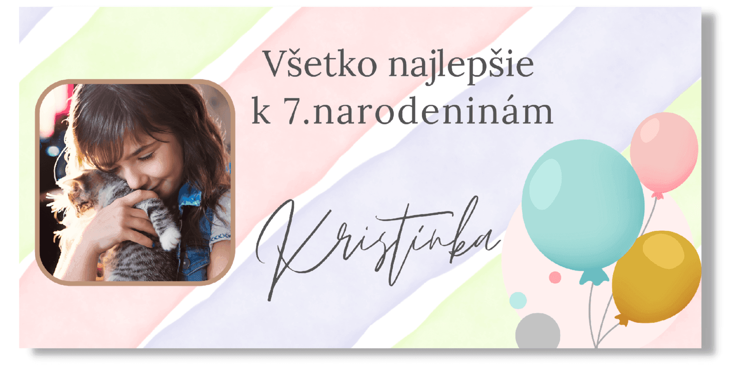 Personal Narodeninový banner s fotkou - Pastel birthday Rozmer banner: 130 x 65 cm