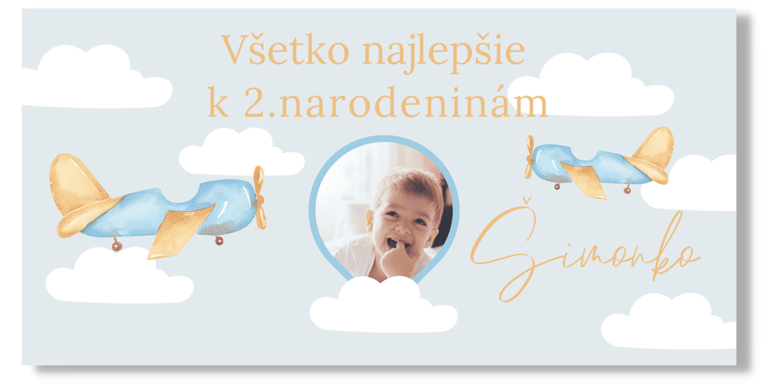 Personal Narodeninový banner s fotkou - Lietadielka Rozmer banner: 130 x 65 cm