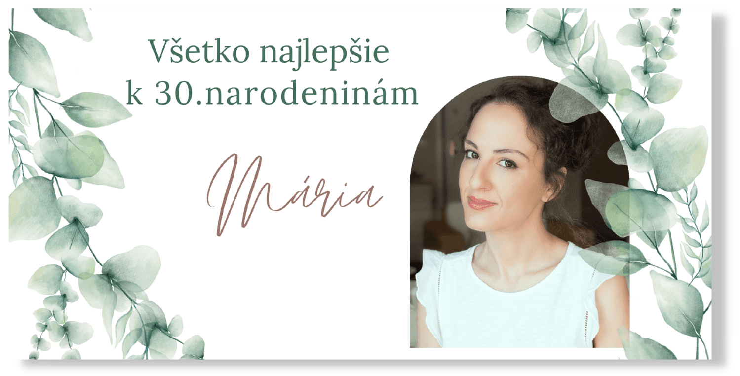 Personal Narodeninový banner s fotkou - Elegant Eukalyptus Rozmer banner: 130 x 65 cm