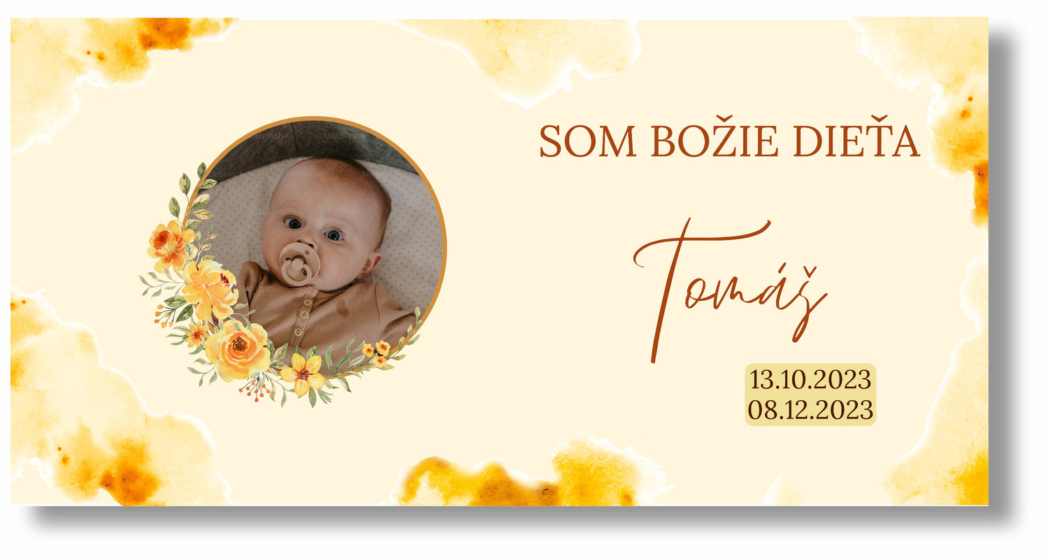 Personal Banner na krstiny - Orange Rozmer banner: 130 x 65 cm