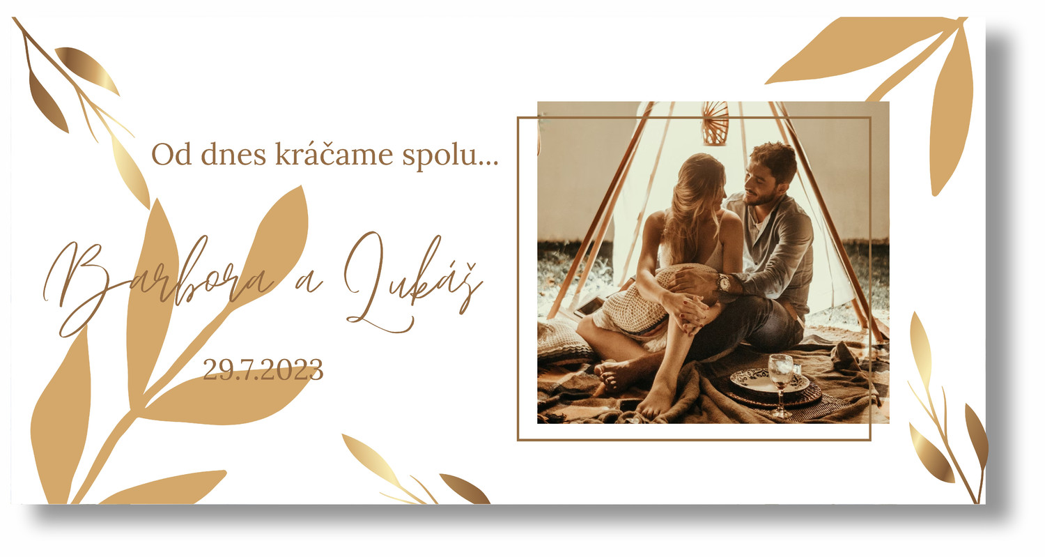Personal Svadobný banner s fotkou - Gold wedding Rozmer banner: 130 x 65 cm