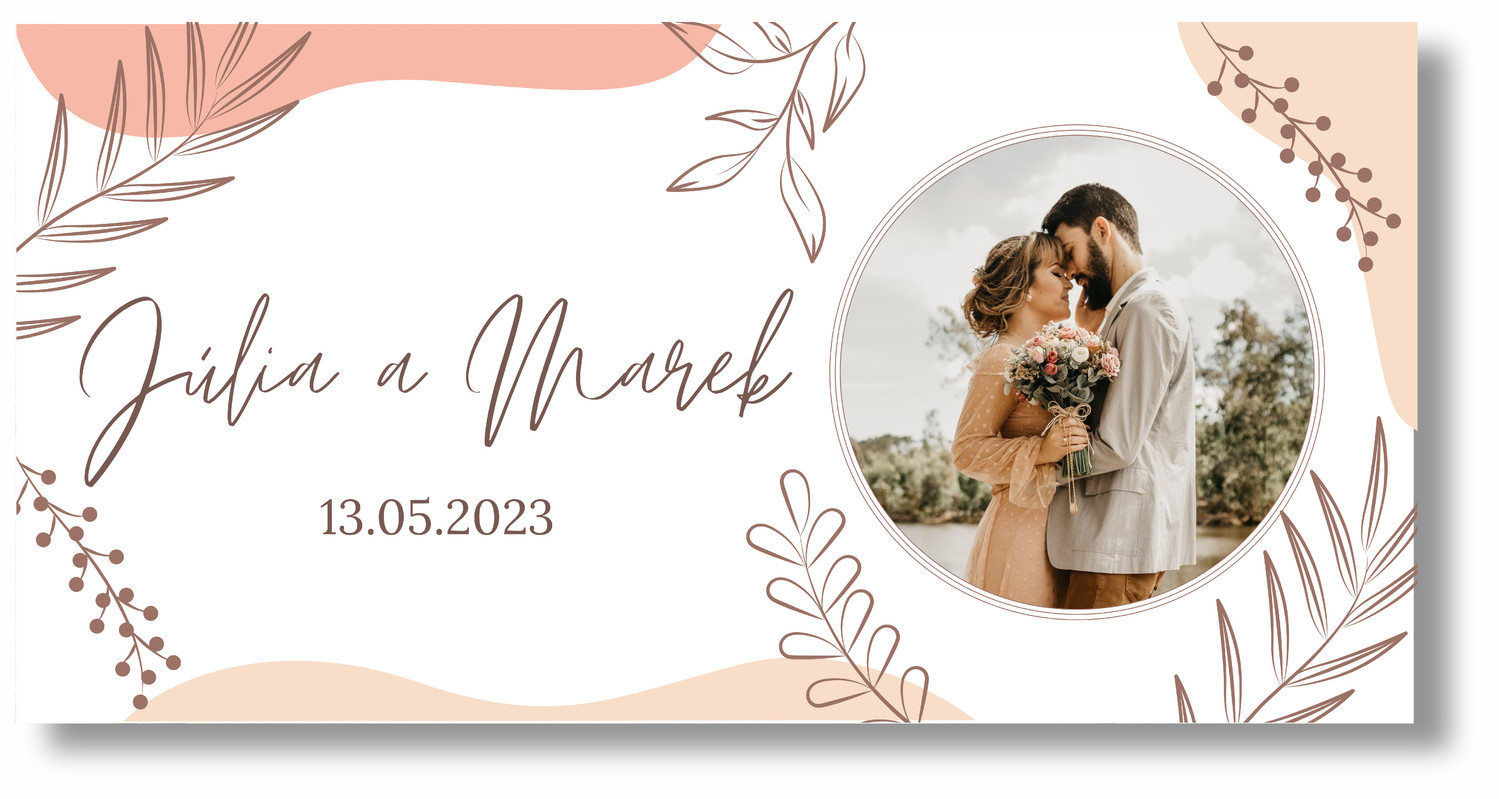 Personal Svadobný banner s fotkou - Pink Rozmer banner: 130 x 65 cm