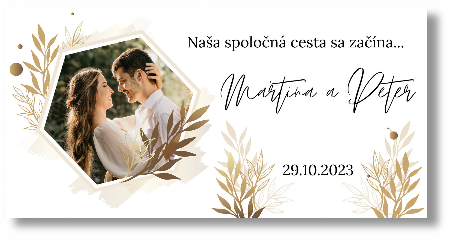 Personal Svadobný banner s fotkou - Boho Rozmer banner: 130 x 65 cm