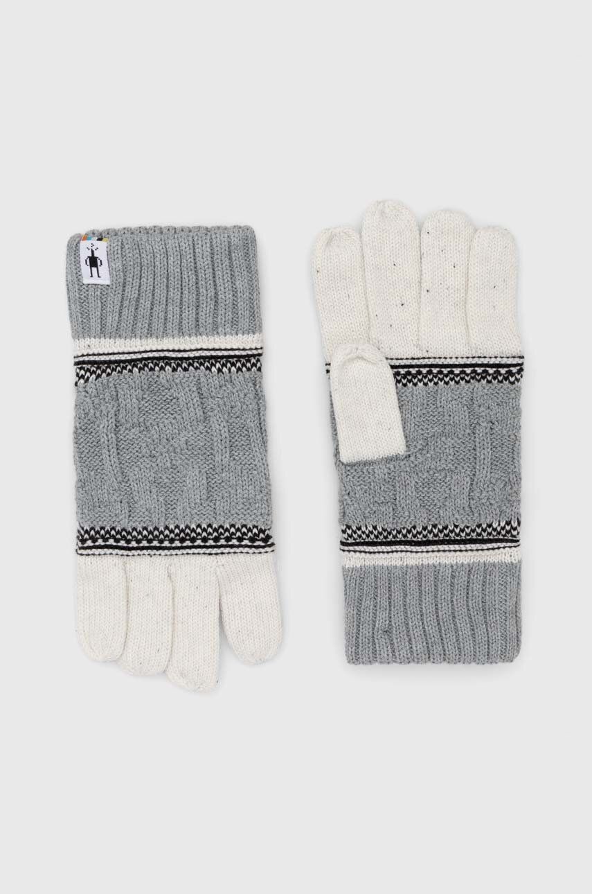 Rukavice Smartwool Popcorn Cable dámske, šedá farba
