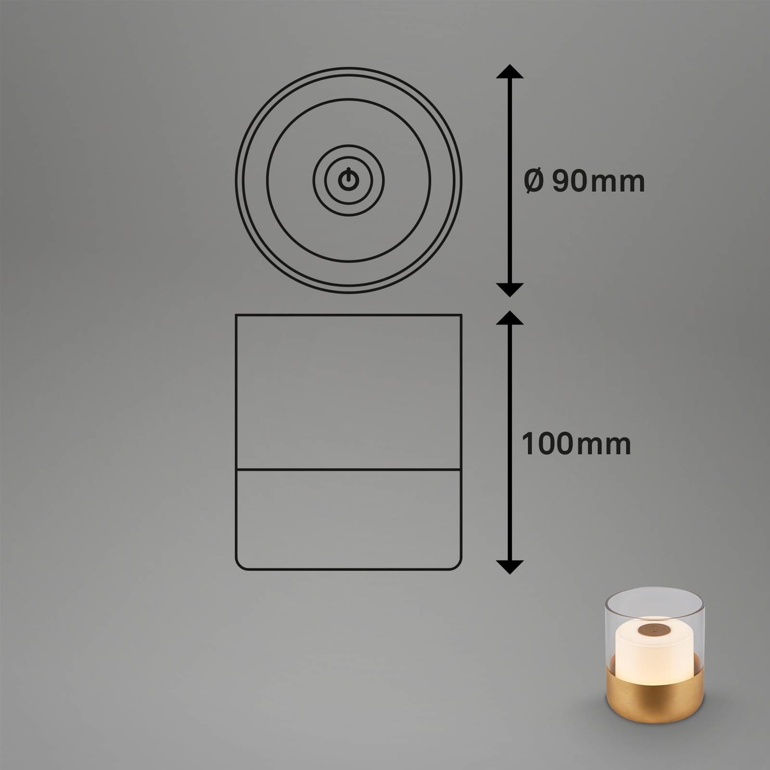 LED lampa na batérie 7483 IP44 stmievač, zlatá