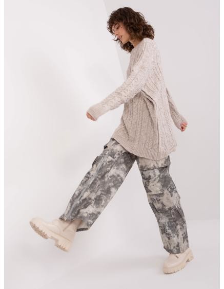 Dámsky pletený károvaný sveter VITH béžová