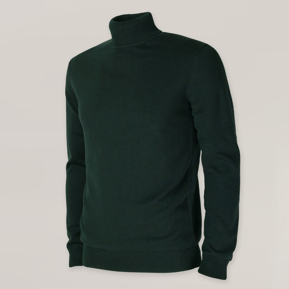 Pánsky hladký bavlnený rolák v tmavozelenej farbe 15740