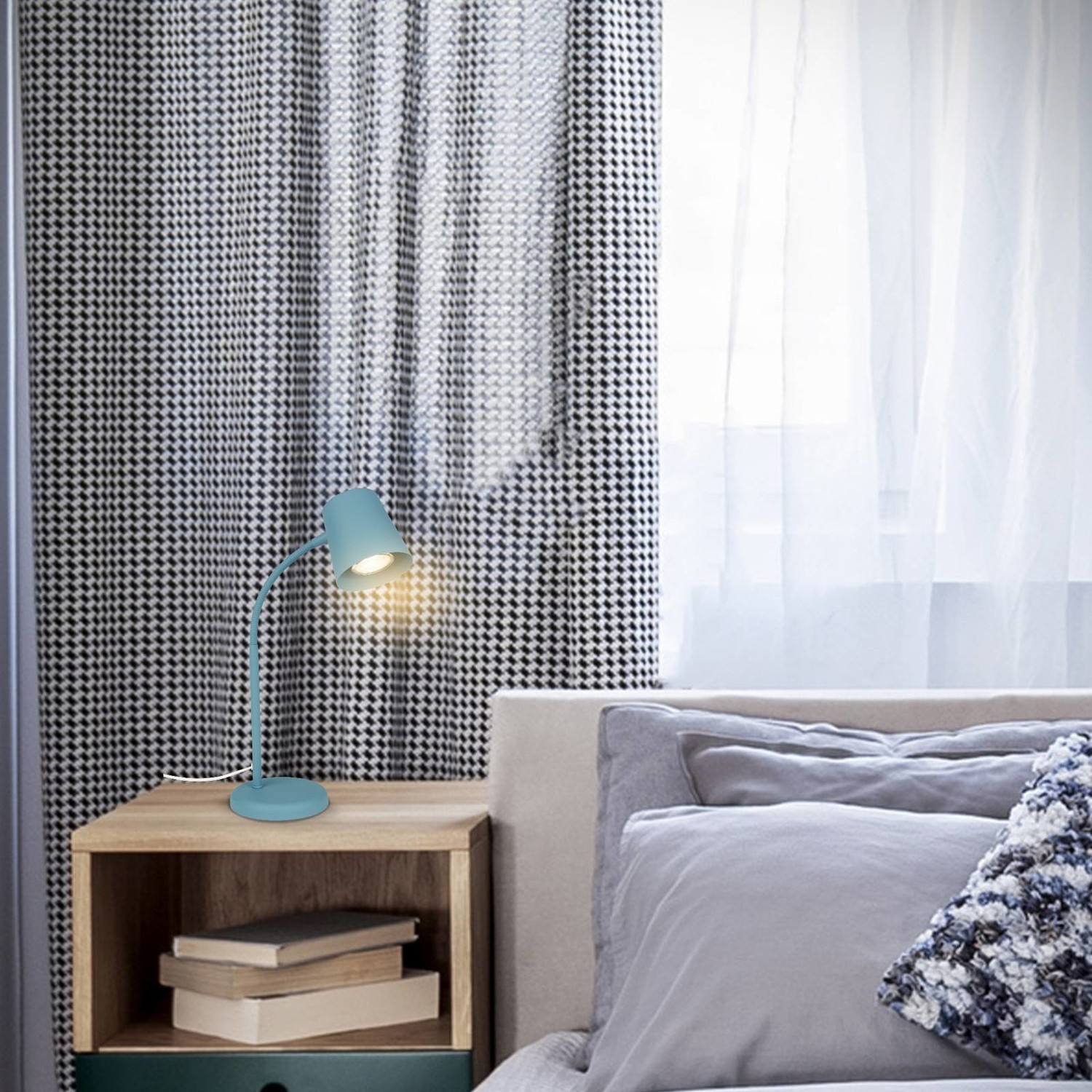 Stolová lampa 7476 s objímkou GU10, modrosivá