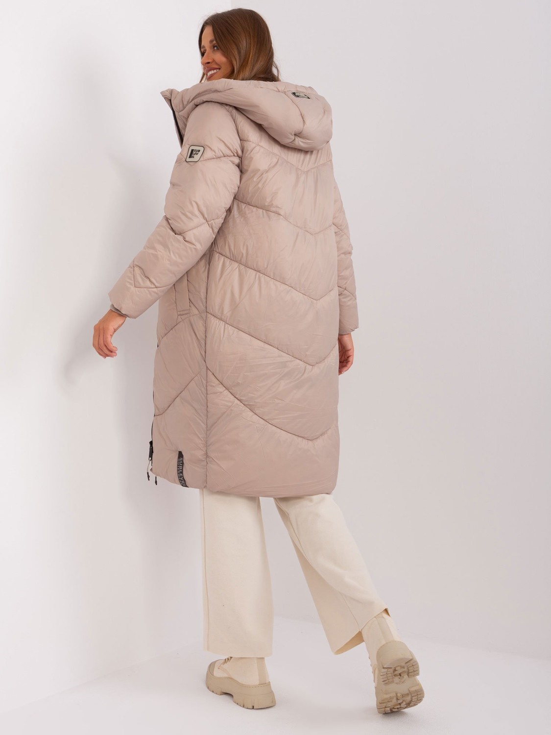 Dark beige winter jacket with hood SUBLEVEL