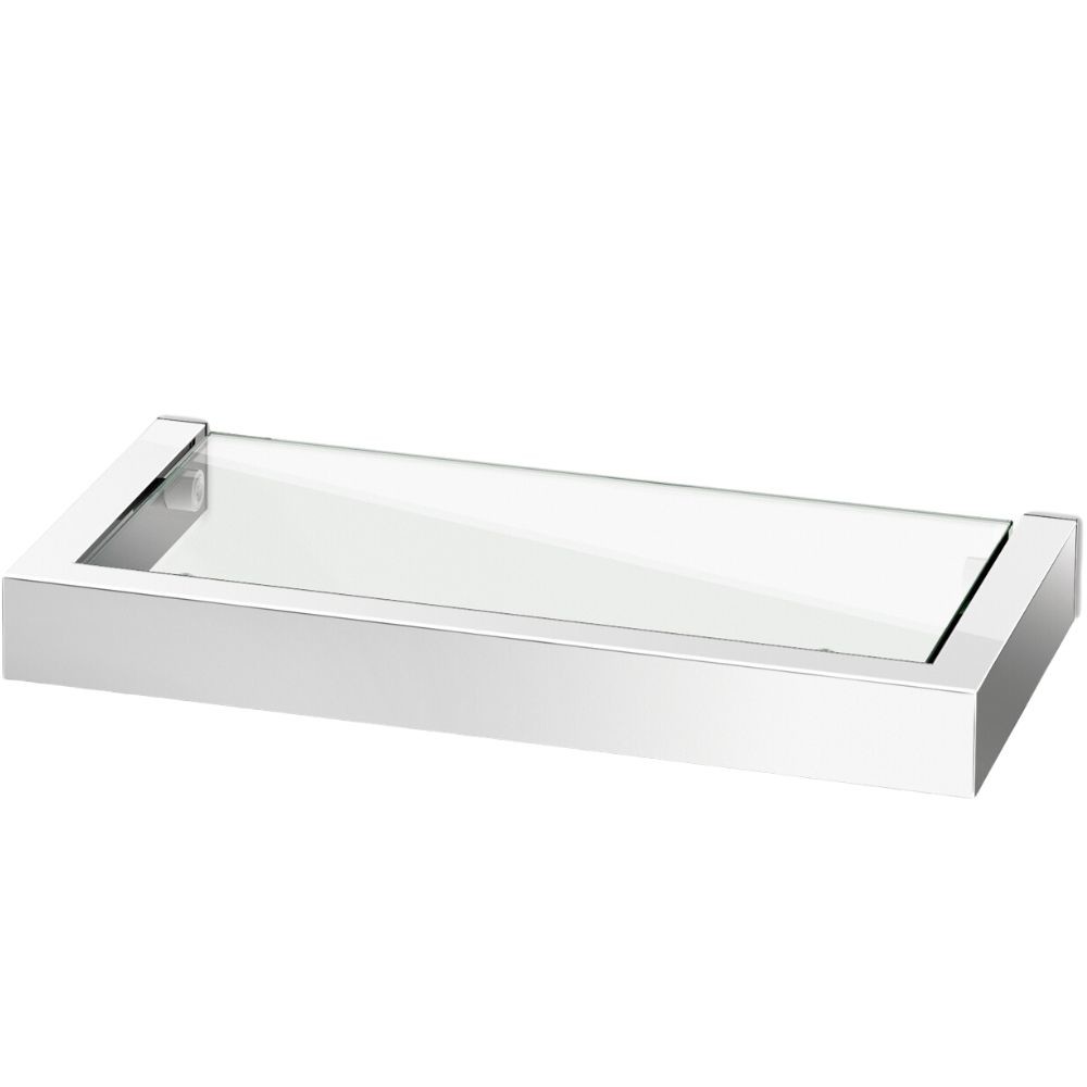 Kúpeľňová polička LINEA 26 cm, lesk, nerezová oceľ/sklo, Zack