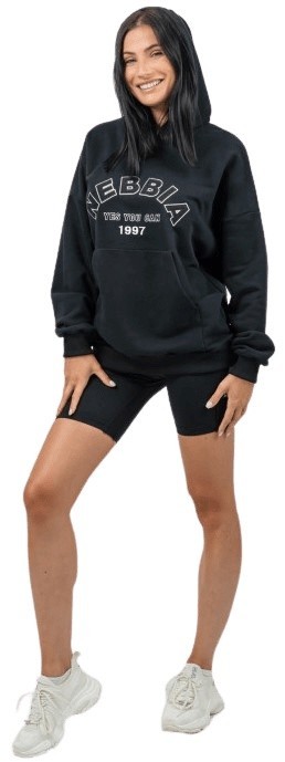 Nebbia oversize mikina s kapúciou gym rat 256 čierna - l