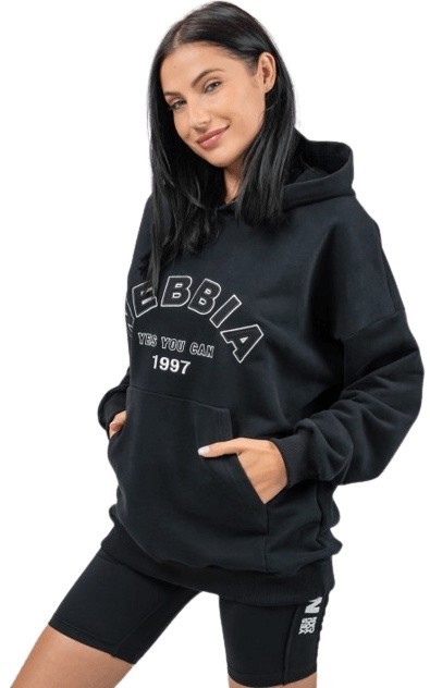 Nebbia oversize mikina s kapúciou gym rat 256 čierna