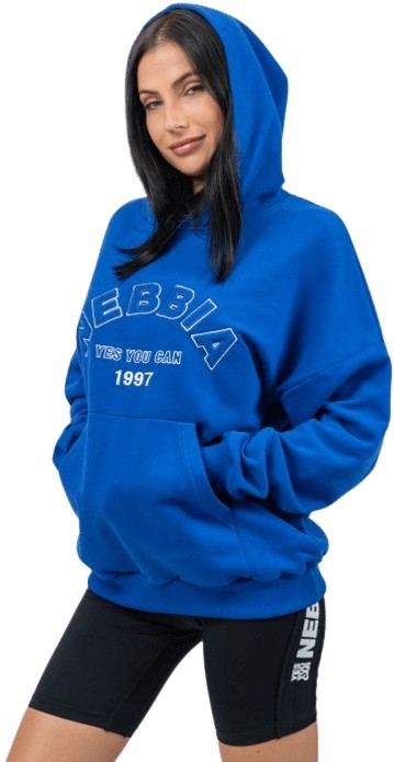 Nebbia oversize mikina s kapúciou gym rat 256 modrá