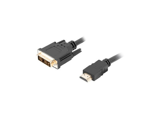 LANBERG HDMI (M) na DVI-D (M) (18+1) kábel 0,5m, čierny, pozlátené konektory