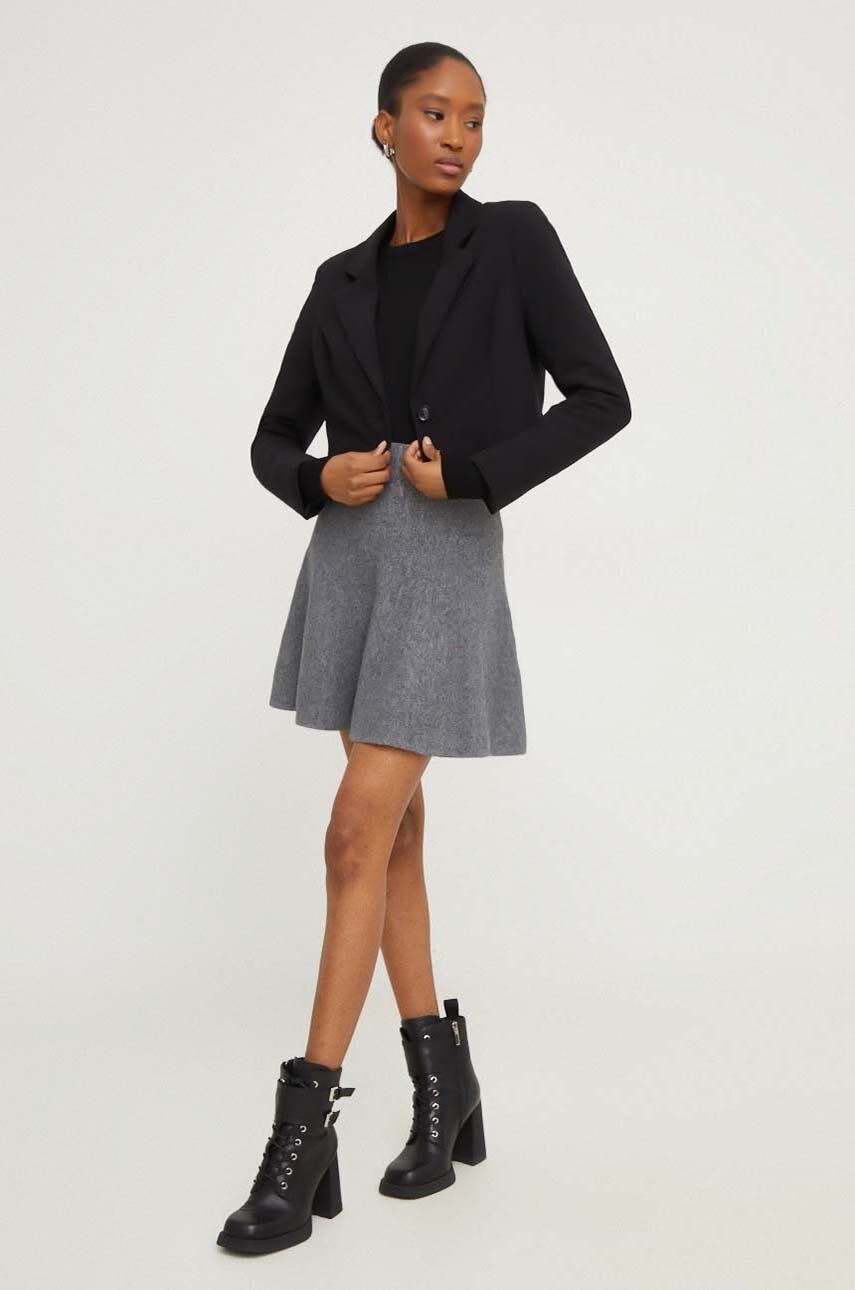 Sukňa Answear Lab šedá farba, mini, áčkový strih