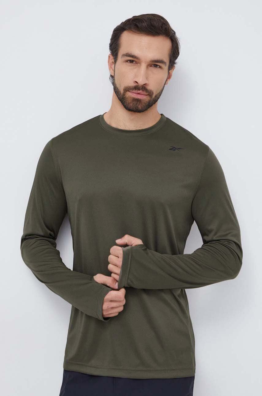 Tréningové tričko s dlhým rukávom Reebok Tech zelená farba, jednofarebný