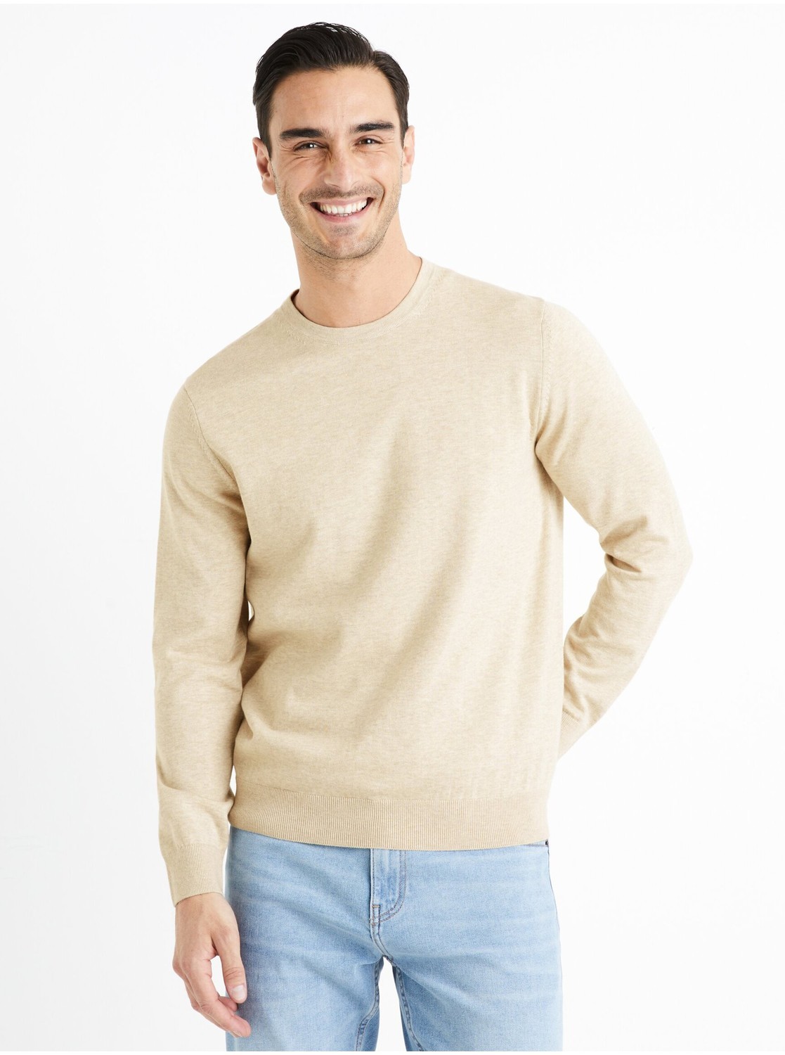 Béžový pánsky sveter Celio Decotonv