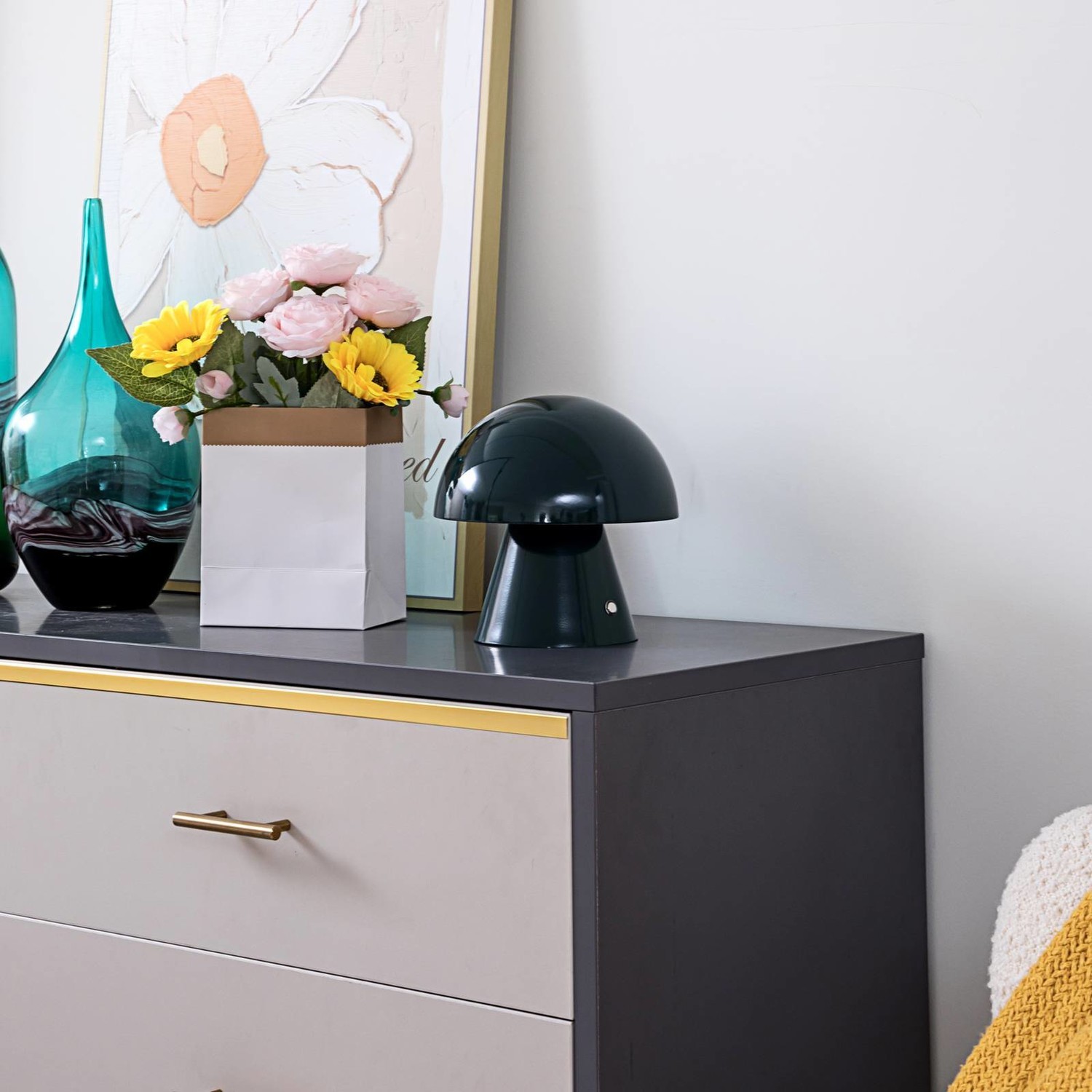 Lindby Nevijo LED lampa hríb svetlomodrá batéria