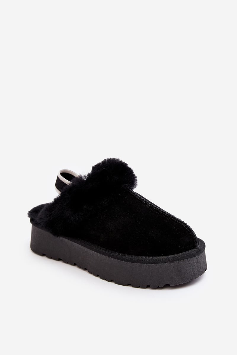 Black women's Sophienne platform slippers with fur