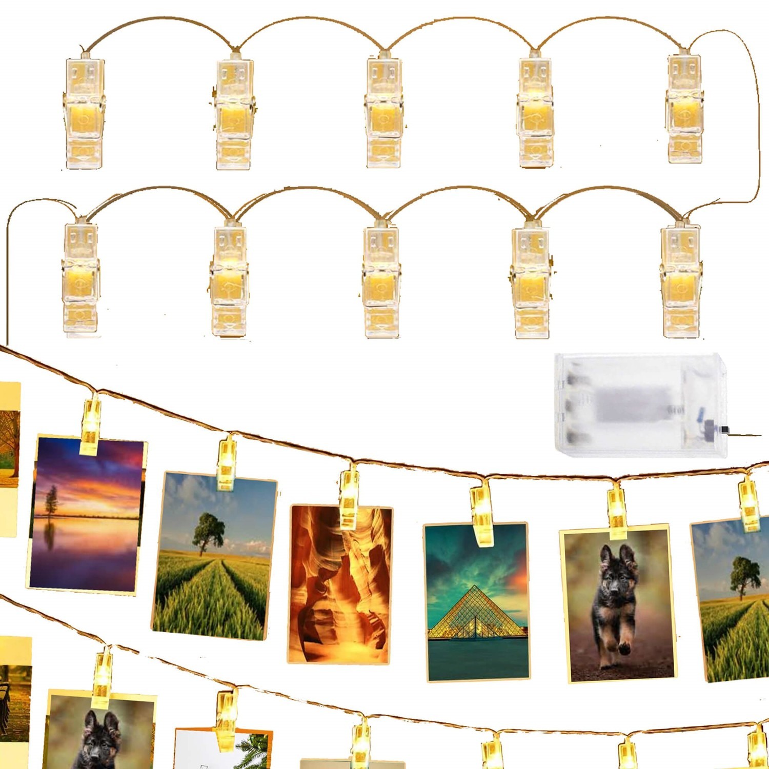 Springos Led svietiace štipce - 10Led - 1,35m
