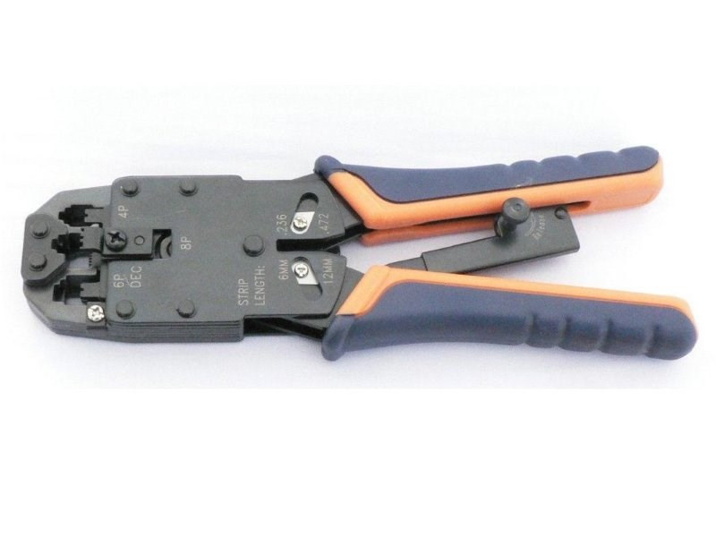Kliešte krimpovacie PROFI s račňou pre konektory RJ10, RJ11, RJ12, RJ45, DEC