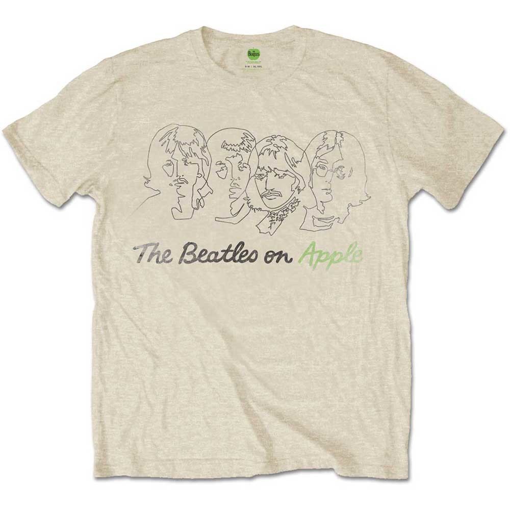 The Beatles tričko Outline Faces on Apple Natural M