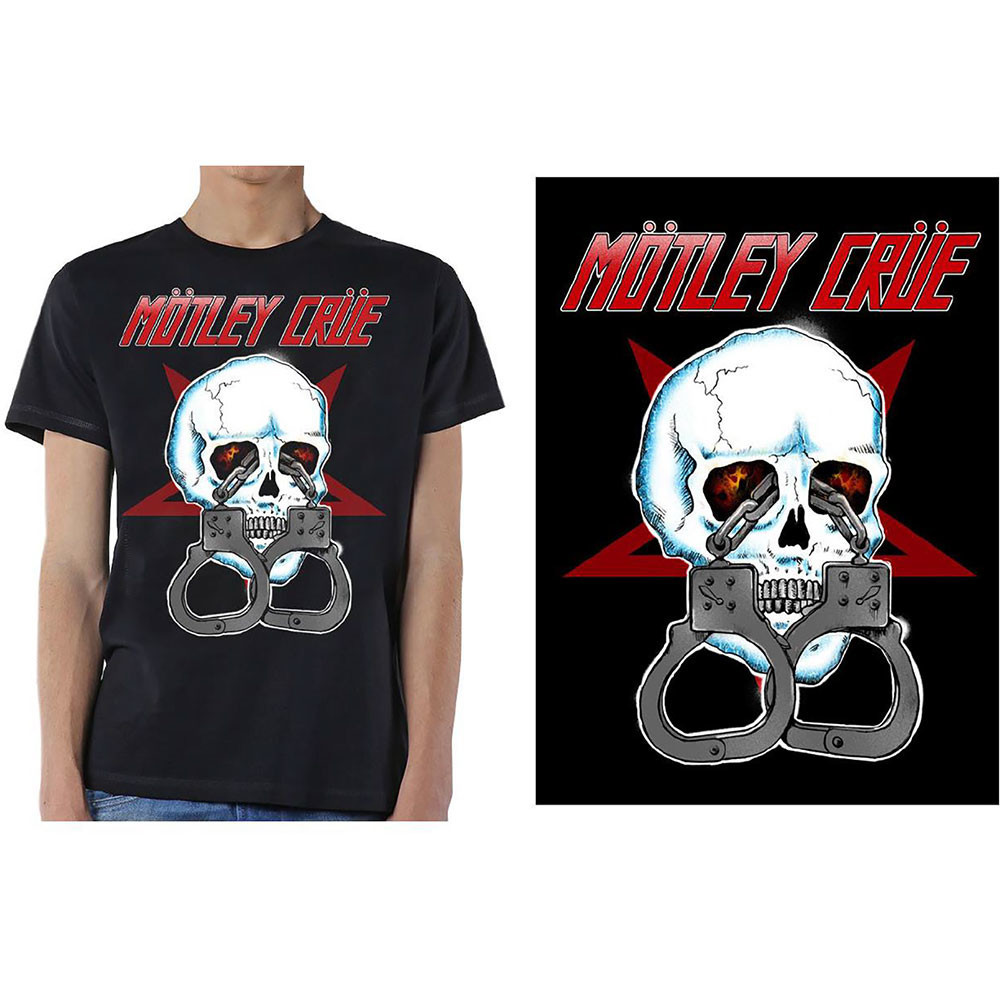 Motley Crue tričko Skull Cuffs 2 Čierna S
