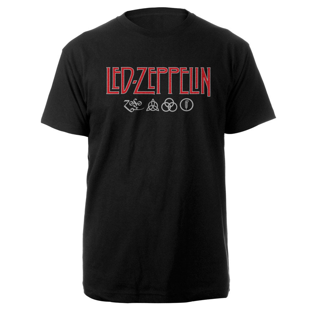 Led Zeppelin tričko Logo & Symbols Čierna S
