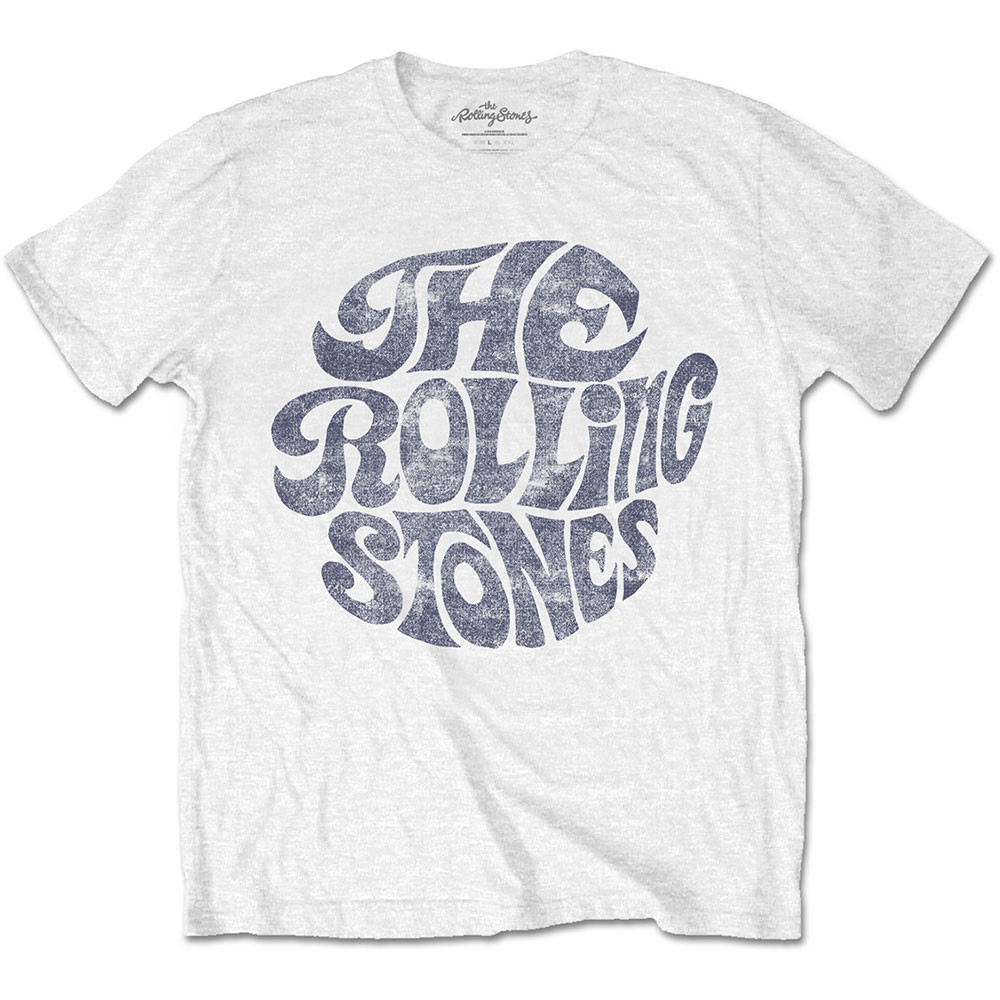 The Rolling Stones tričko Vintage 70s Logo Biela S
