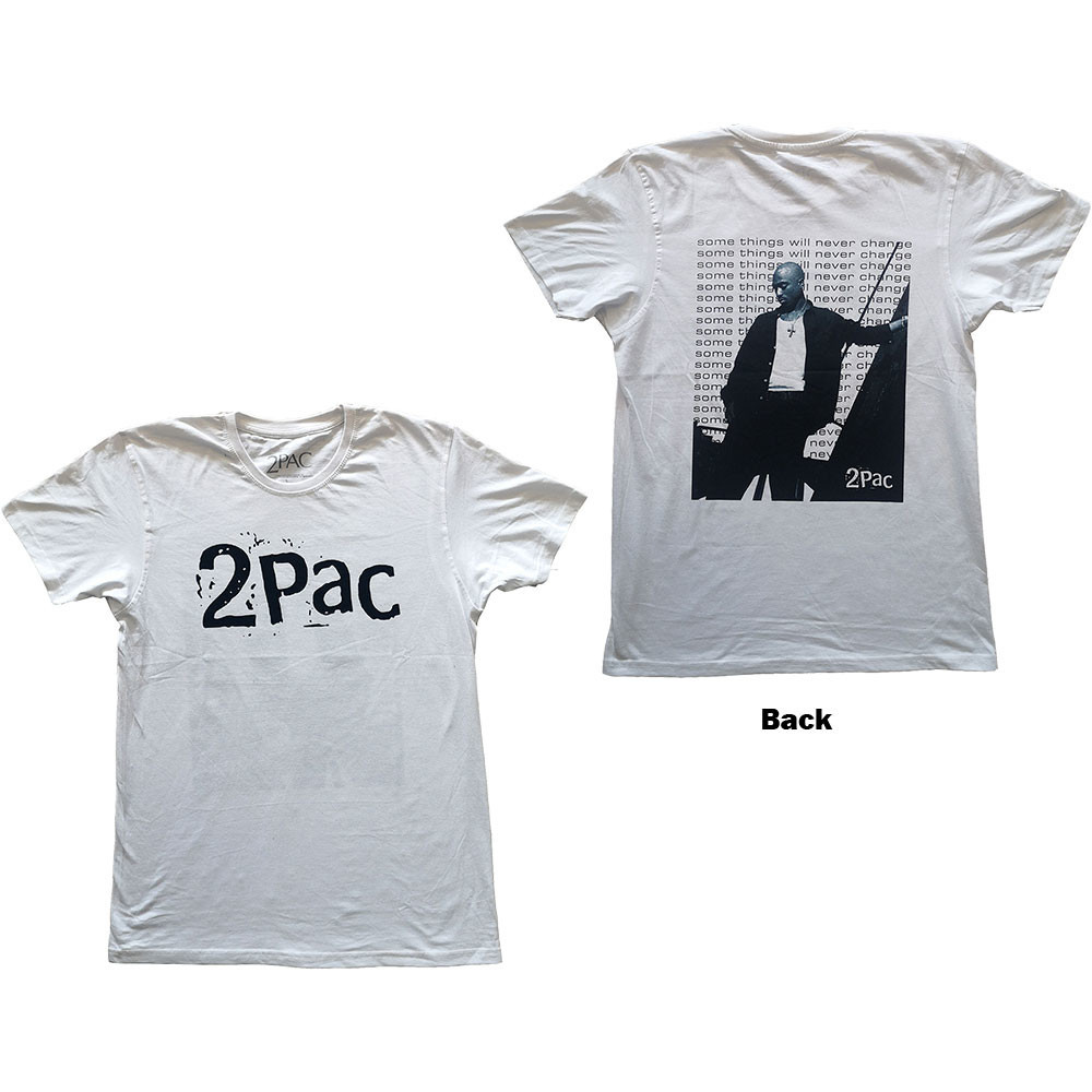 2Pac tričko Changes Back Repeat Biela S