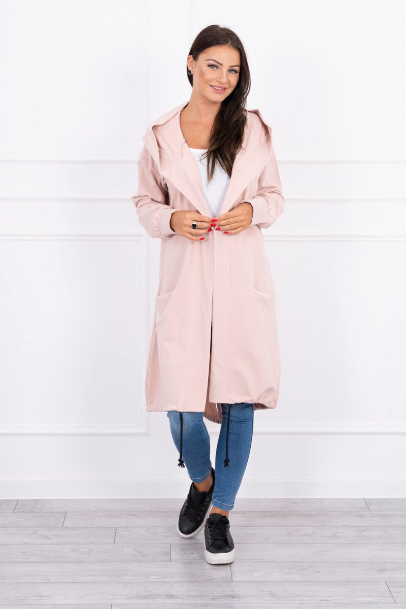 Oversize pláštenka s kapucňou tmavo púdrovo ružová UNI