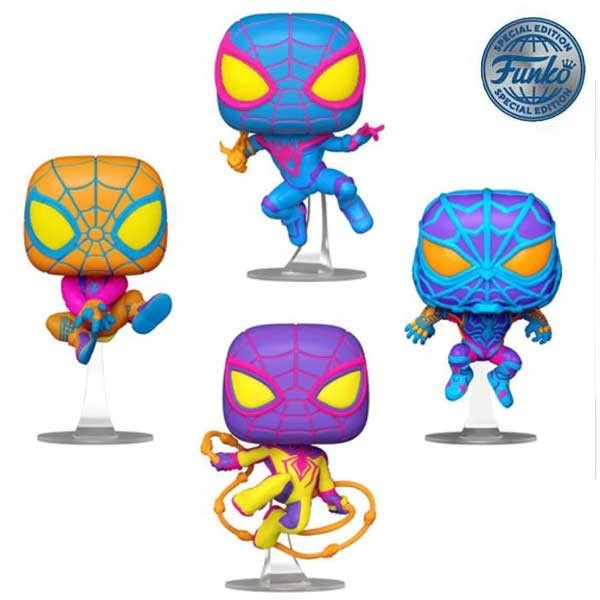 POP! 4 Pack Spider Man Miles Morales (Marvel) Special Edition (Blacklight) 4 pack