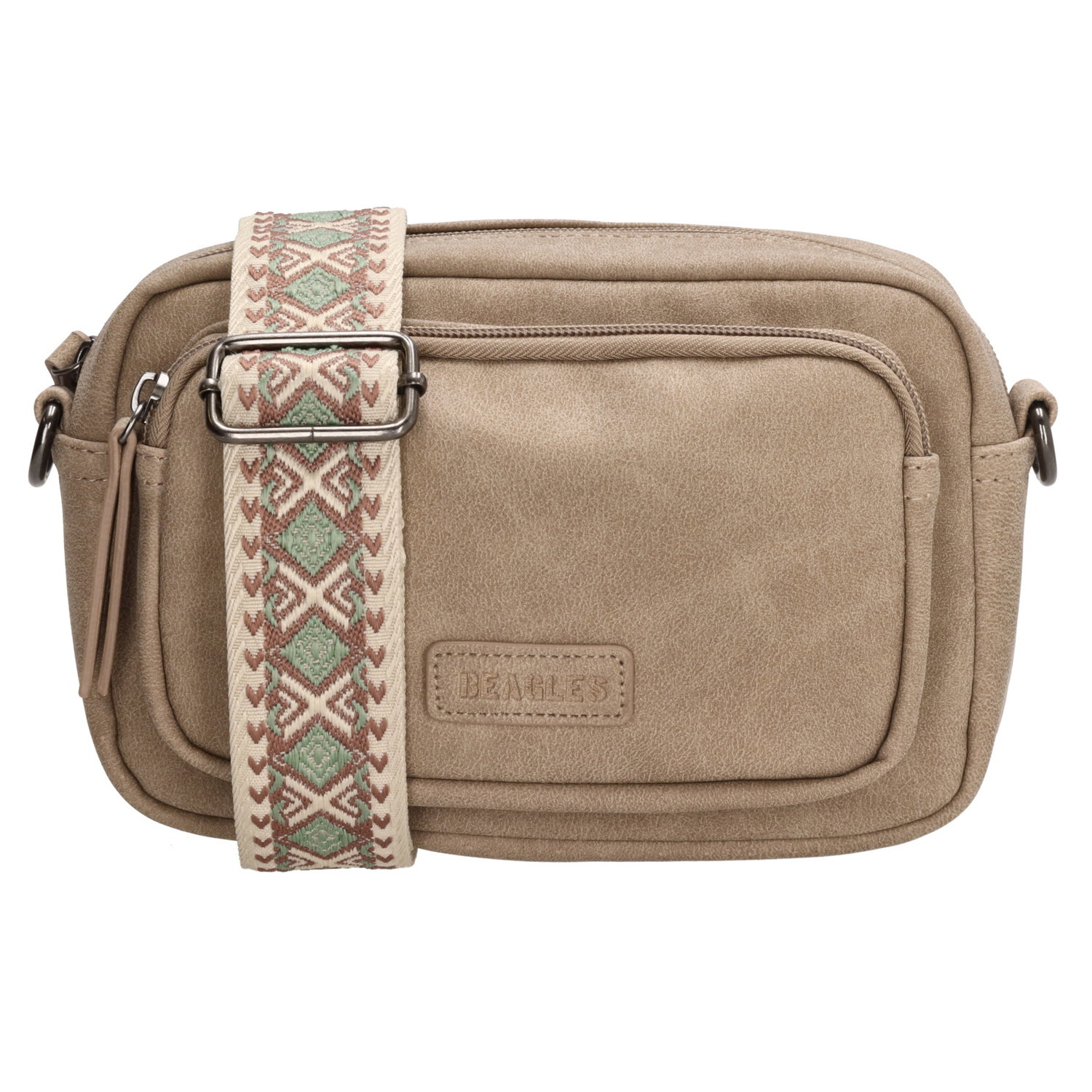 Beagles dámska crossbody kabelka Malaga s dekoratívnym popruhom - svetlá taupe