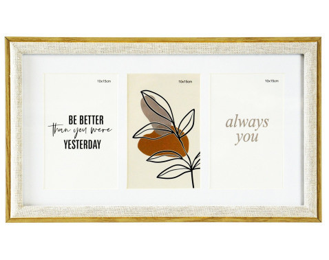 Multirám pre 3 ks foto 10x15 cm, hnedá/krémová%