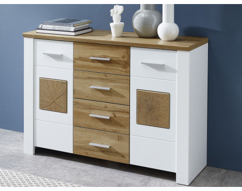 Komoda so zásuvkami Materio, dub/biela%