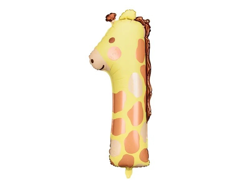 PartyDeco Fóliový balón - číslo 1, žirafa