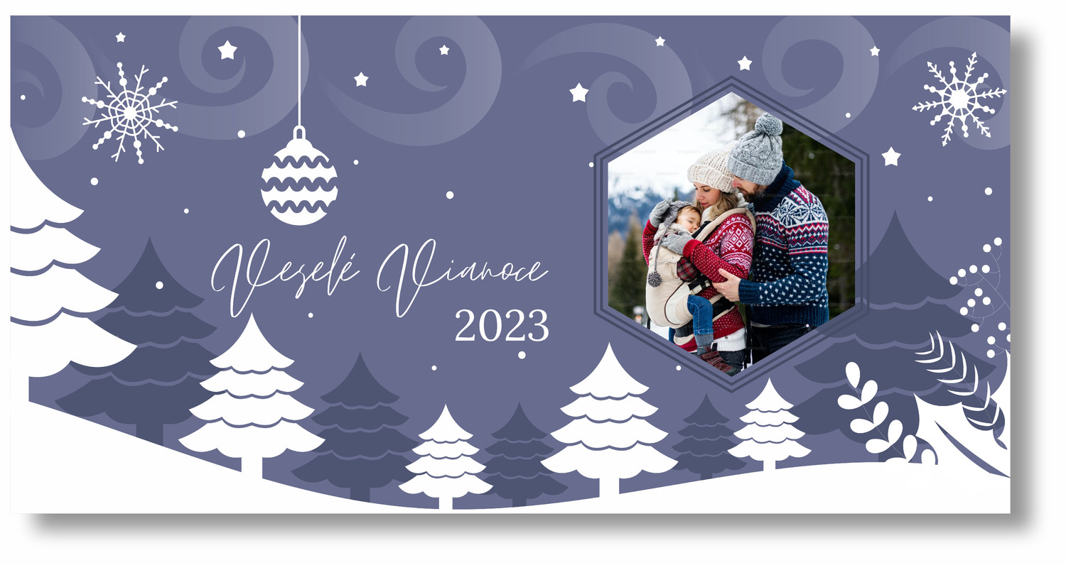 Personal Vianočný banner s fotkou - White Christmas Rozmer banner: 130 x 65 cm