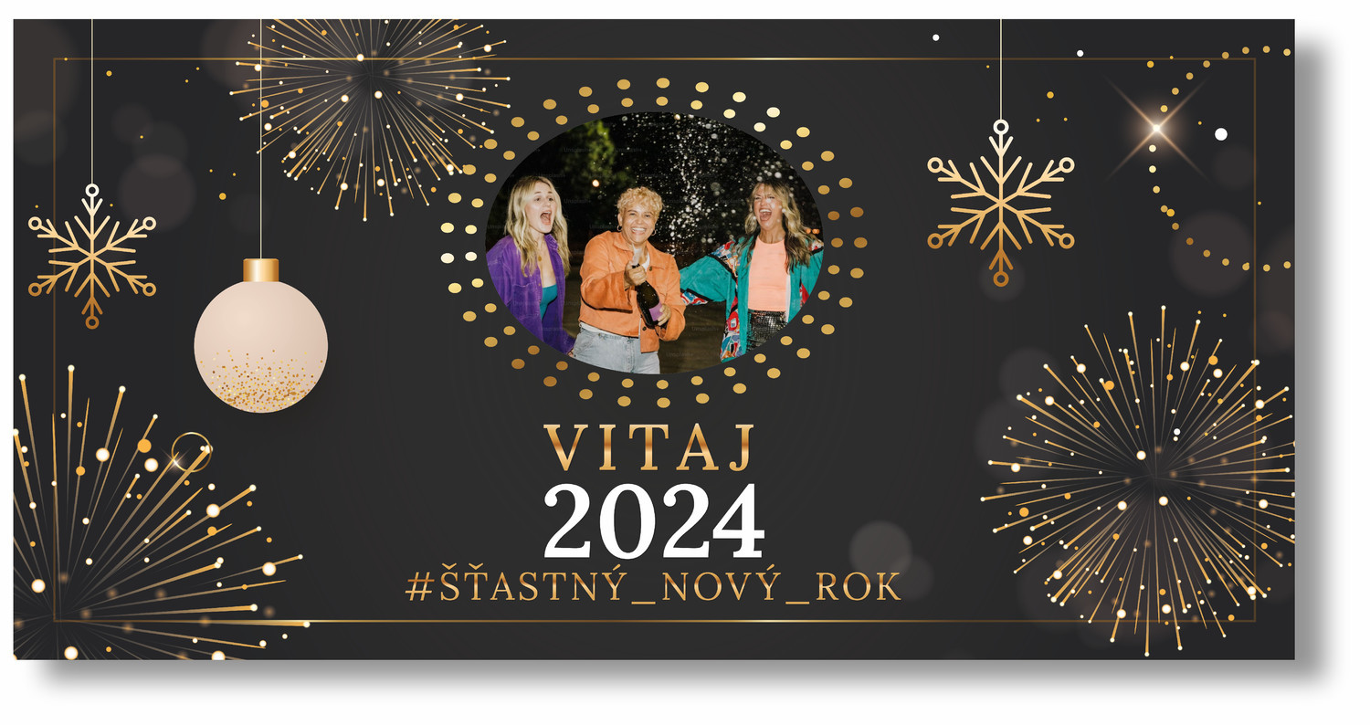 Personal Silvestrovský banner s fotkou - Black Rozmer banner: 130 x 65 cm
